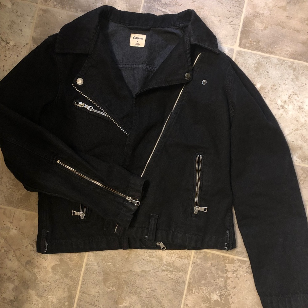 Gap 1969 Black Denim Moto Jacket M